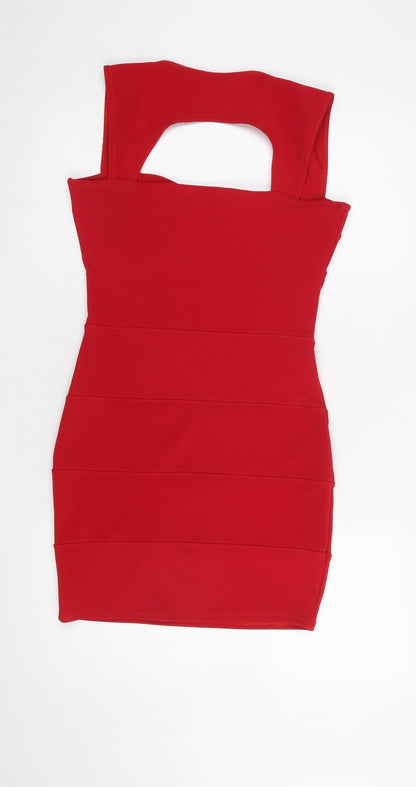 Boohoo Women Red Bodycon Sleeveless Short Dress UK 10 Party Night Out