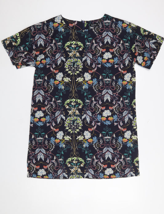 Boohoo Women’s Multicoloured Floral Shift Dress Size 12 Short Sleeve