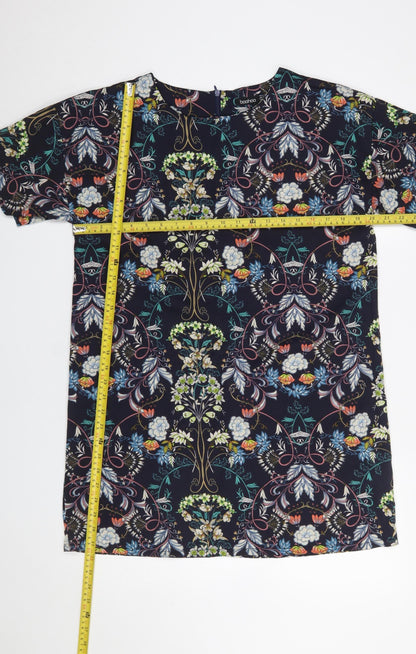 Boohoo Women’s Multicoloured Floral Shift Dress Size 12 Short Sleeve