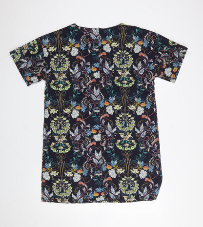 Boohoo Women’s Multicoloured Floral Shift Dress Size 12 Short Sleeve