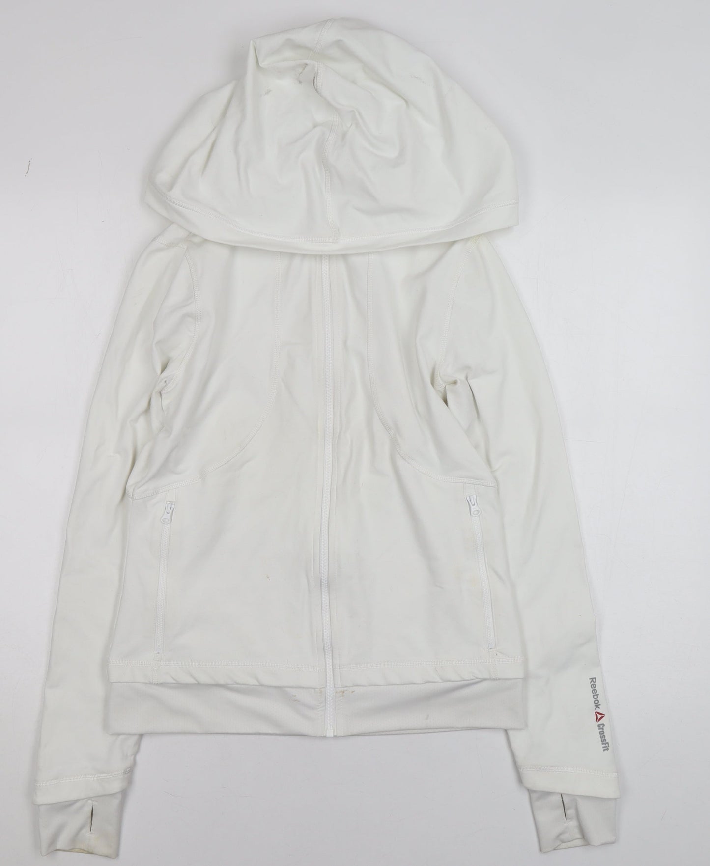 Womens UK Size S Reebok White CrossFit Gym & Training Running & Jogging Jacket