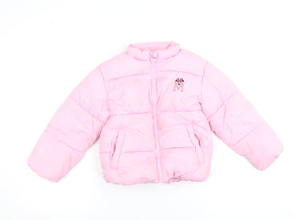 Girls UK Size 5-6 Years Disney Pink Puffer Jacket