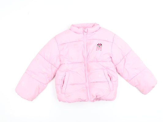 Girls UK Size 5-6 Years Disney Pink Puffer Jacket