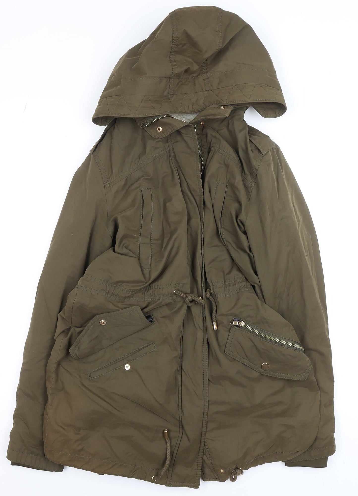 Womens UK Size 8 Mango Green Parka Coat