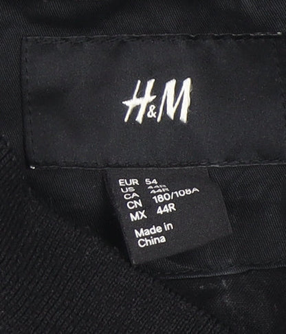 Mens UK Size 54 H&M Black Bomber Jacket