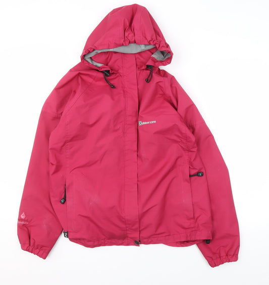Womens UK Size M Outdoor Scene Pink Rain Coat