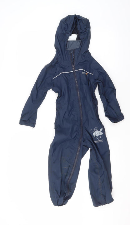 Regatta Boys Blue Waterproof Hooded Snowsuit 4-5 Years Full Zip Lined