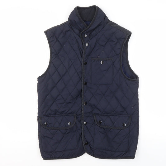 River Island Men's Blue Quilted Waistcoat S Regular Fit Polyester