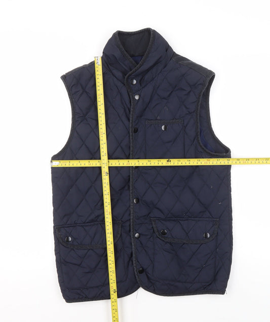 River Island Men's Blue Quilted Waistcoat S Regular Fit Polyester
