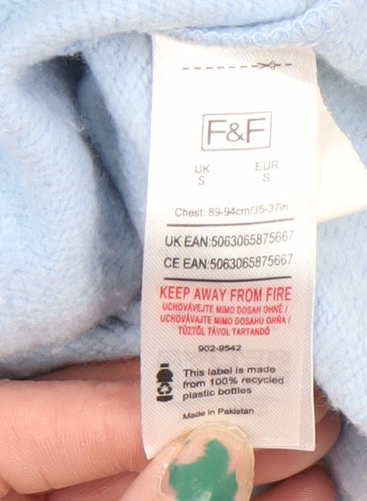 Mens UK Size S F&F Blue Pullover Hoodie