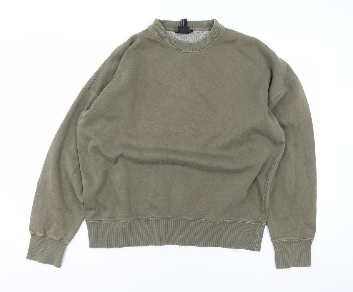 Mens UK Size S Pull&Bear Green Pullover Sweatshirt