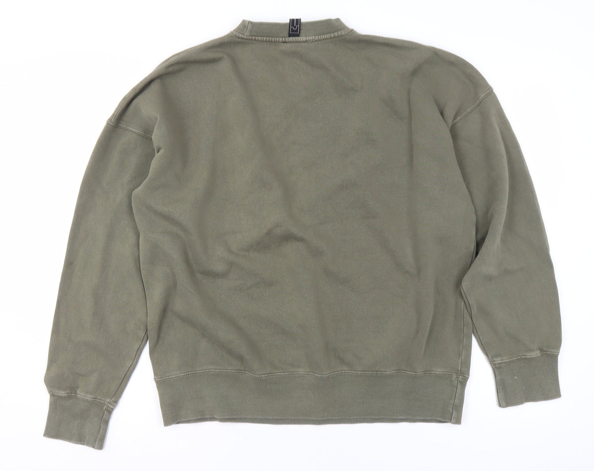 Mens UK Size S Pull&Bear Green Pullover Sweatshirt