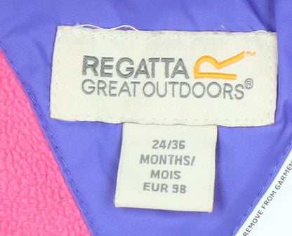 Regatta Girls Purple Pink Bunny Hooded Snowsuit 2-3 Years Waterproof Winter