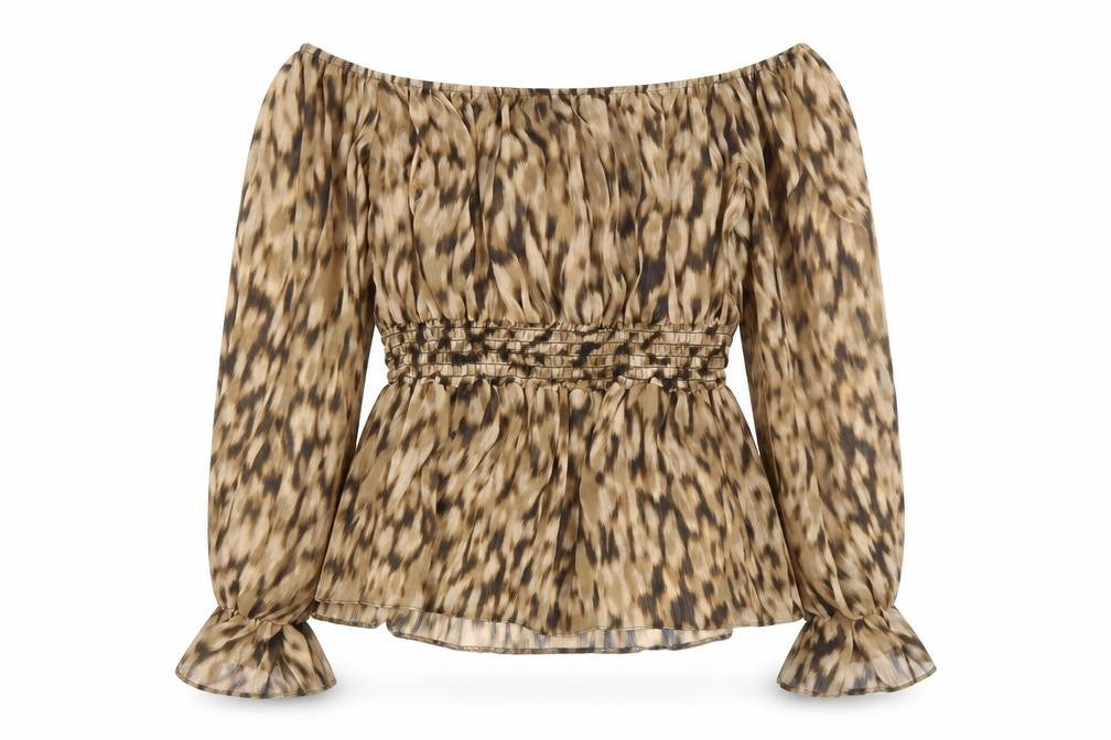 Womens UK Size 10 River Island Beige Peasant Blouse