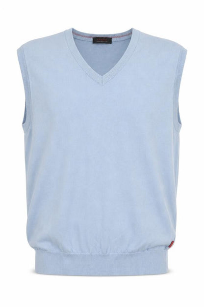 Falke Men’s Blue Wool Cotton V-Neck Waistcoat Size 50 Regular Fit