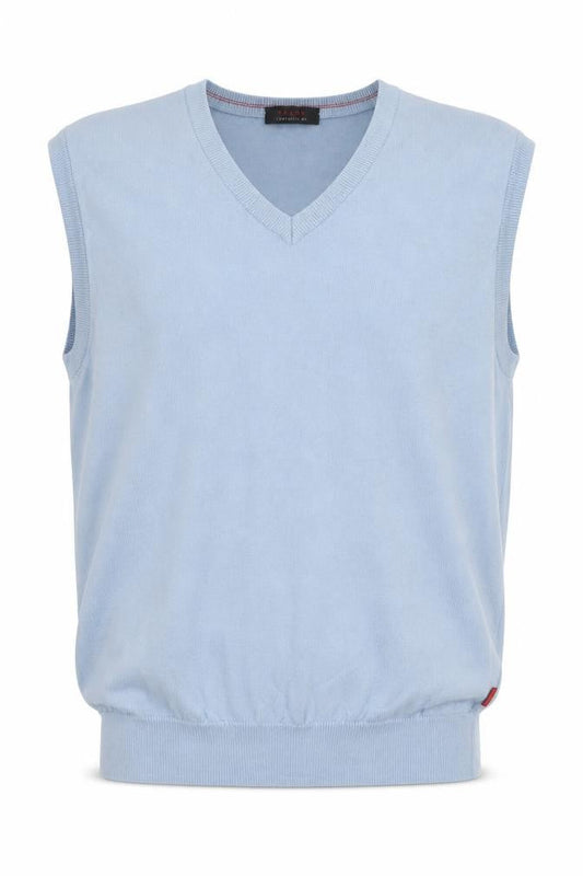 Falke Men’s Blue Wool Cotton V-Neck Waistcoat Size 50 Regular Fit