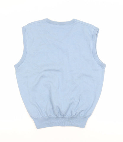 Falke Men’s Blue Wool Cotton V-Neck Waistcoat Size 50 Regular Fit
