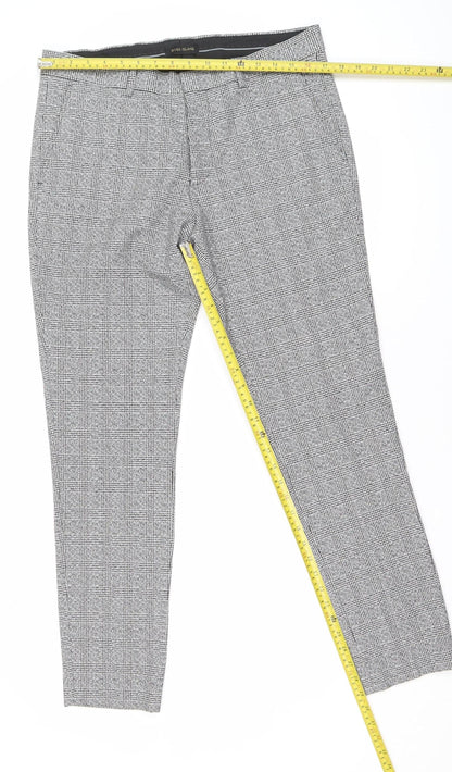 River Island Mens Grey Check Slim Fit Dress Pants 34R