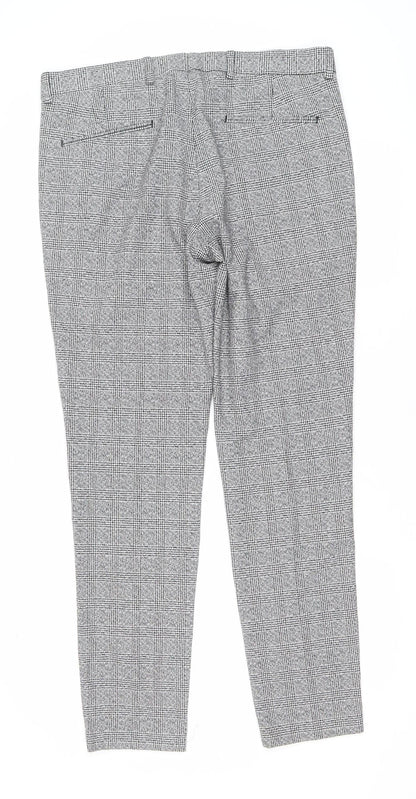 River Island Mens Grey Check Slim Fit Dress Pants 34R