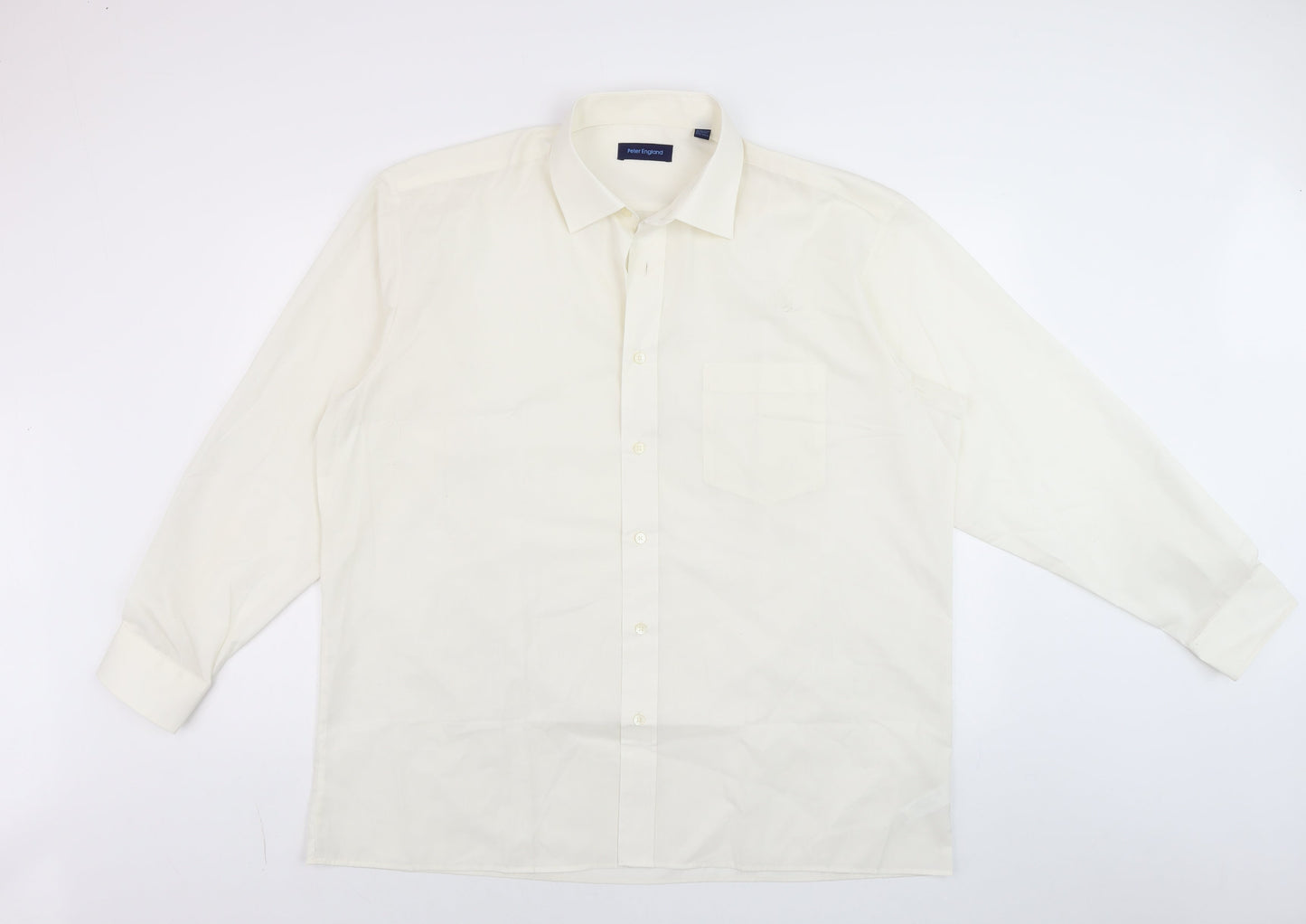 Mens UK Collar Size 17.5 Peter England Smart Ivory  Dress Shirt