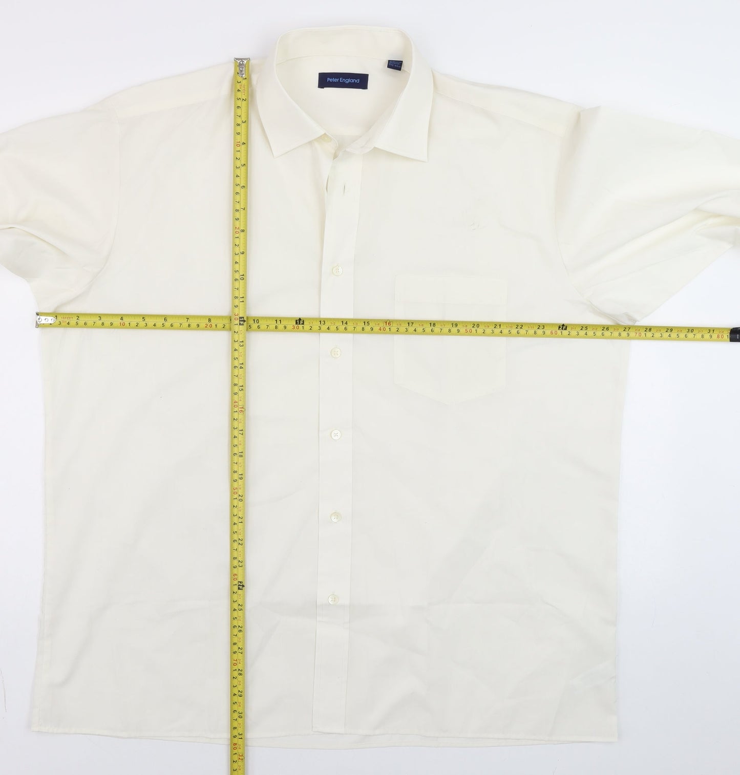 Mens UK Collar Size 17.5 Peter England Smart Ivory  Dress Shirt