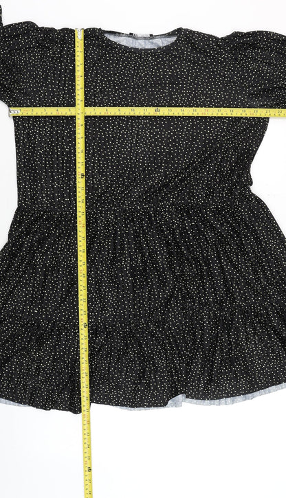 Womens UK Size S Zara Black Tunic Blouse