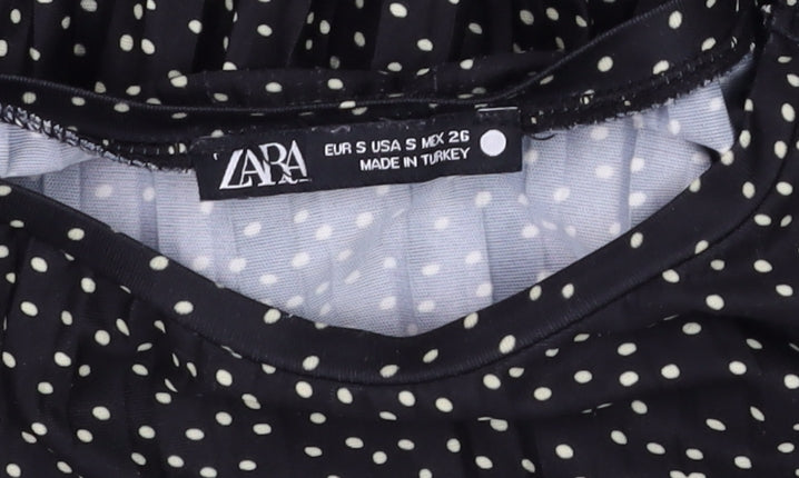 Womens UK Size S Zara Black Tunic Blouse