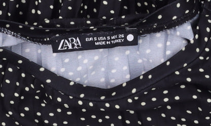 Womens UK Size S Zara Black Tunic Blouse