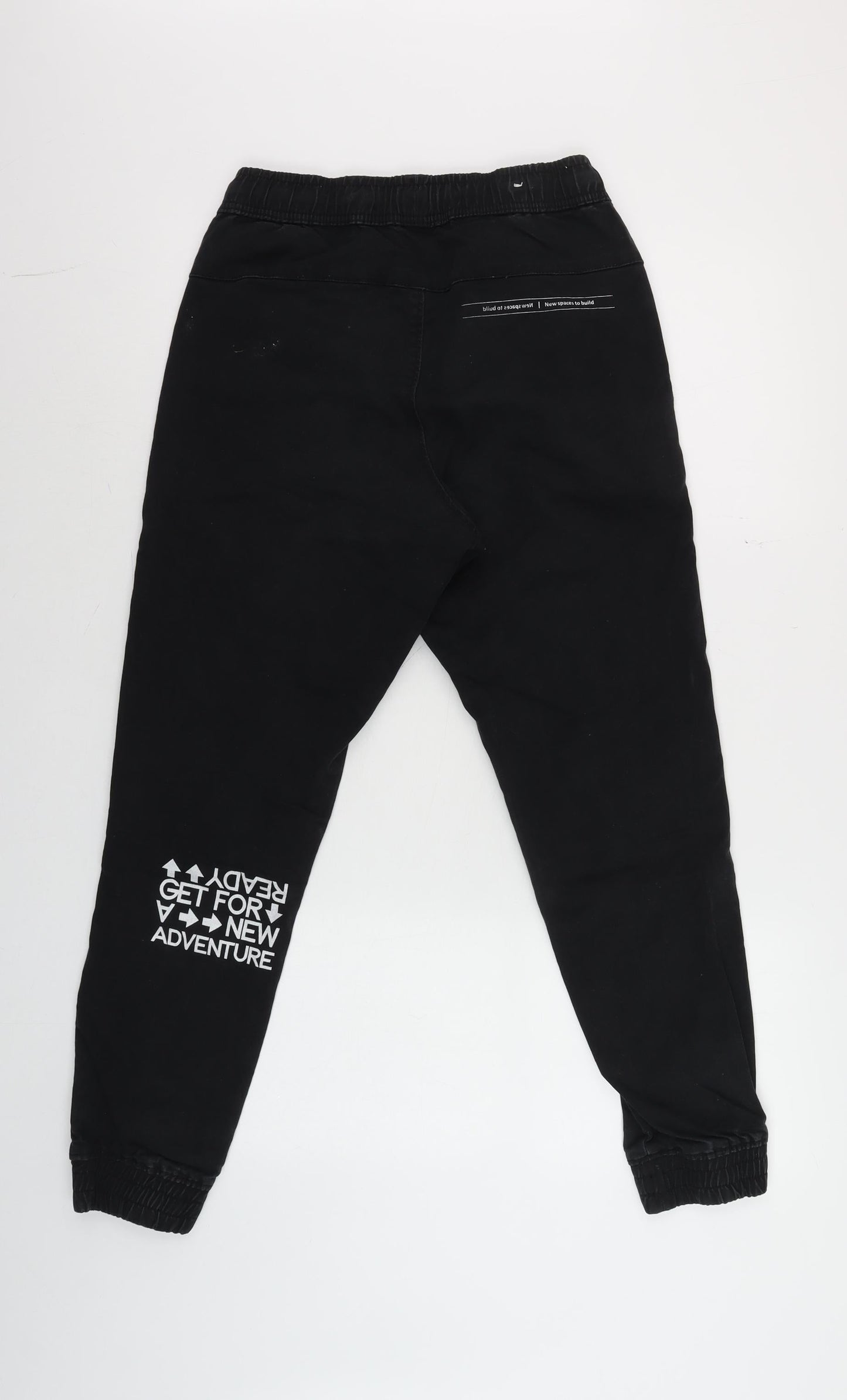 Zara Boys Black Graphic Jogger Sweatpants Size 9 Years Elastic Waist