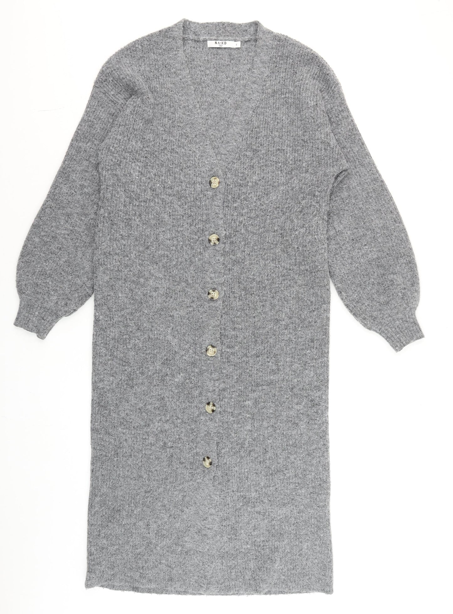 Womens UK Size S NA-KD Grey Cardigan Jumper