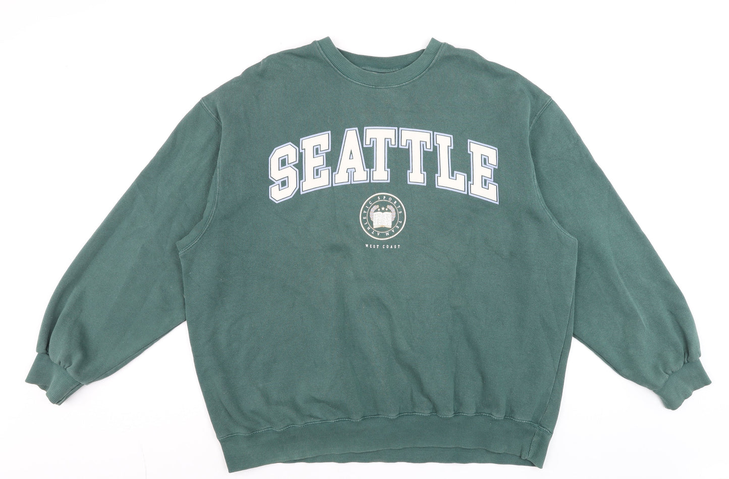 Womens UK Size L Pull & Bear Green Pullover Sweatshirt