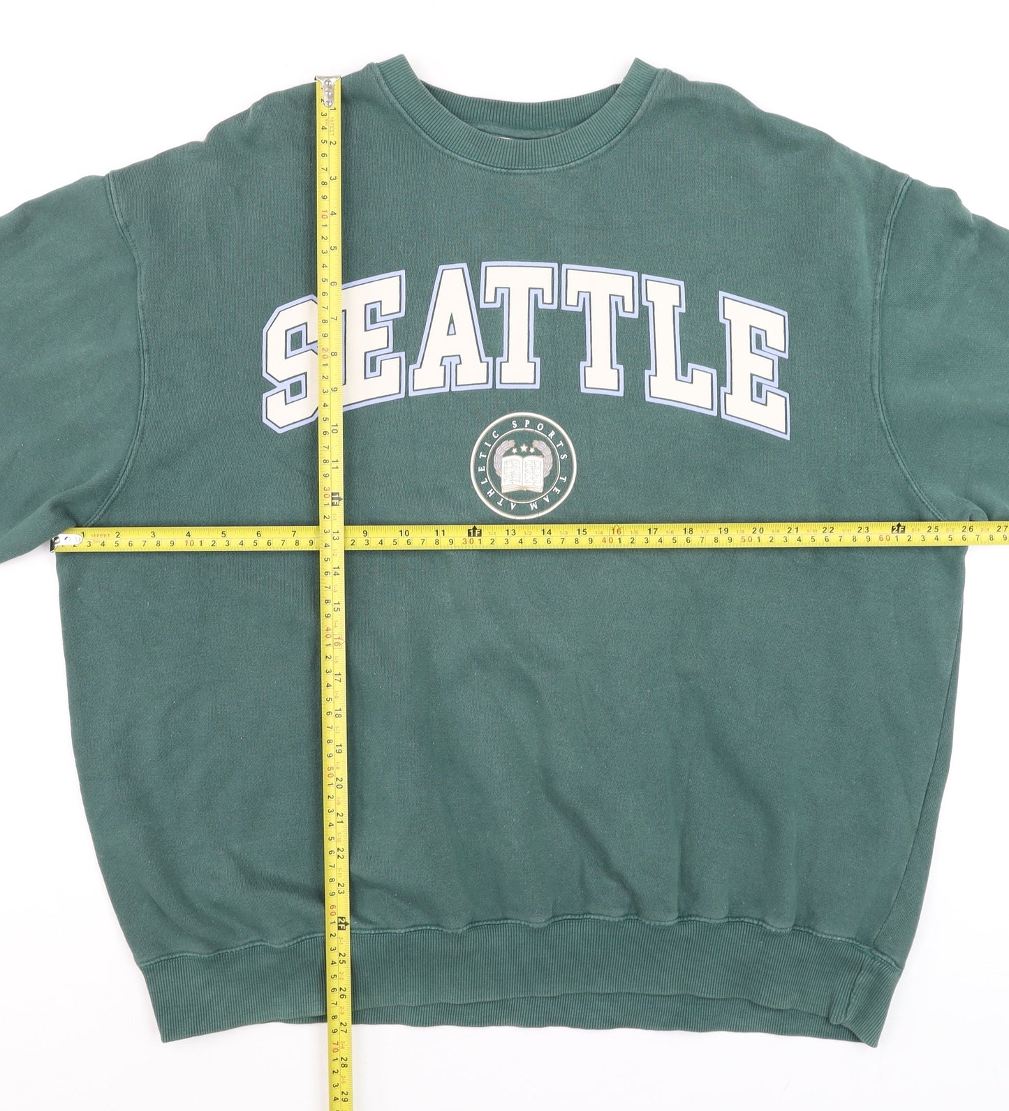 Womens UK Size L Pull & Bear Green Pullover Sweatshirt