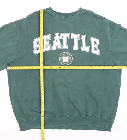 Womens UK Size L Pull & Bear Green Pullover Sweatshirt