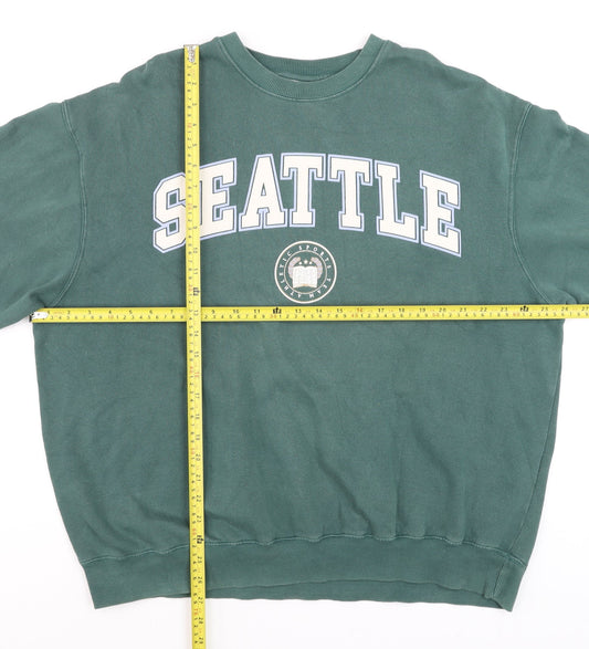 Womens UK Size L Pull & Bear Green Pullover Sweatshirt