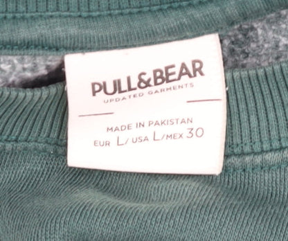Womens UK Size L Pull & Bear Green Pullover Sweatshirt