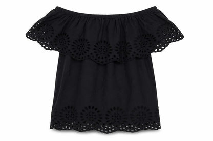 Womens UK Size S VILA Black Tunic Blouse