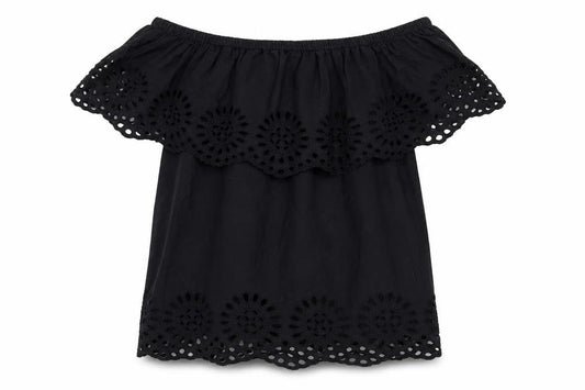 Womens UK Size S VILA Black Tunic Blouse