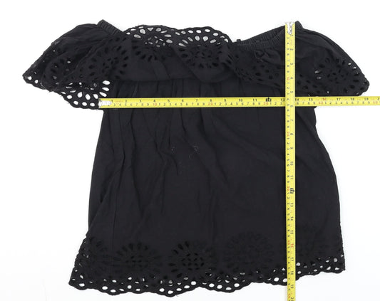 Womens UK Size S VILA Black Tunic Blouse