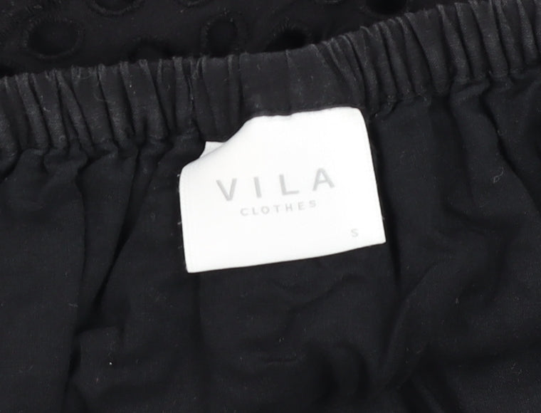 Womens UK Size S VILA Black Tunic Blouse