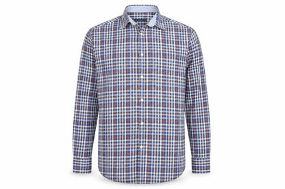 Dunnes Men's Blue Check Long Sleeve Cotton Button-Up Shirt M