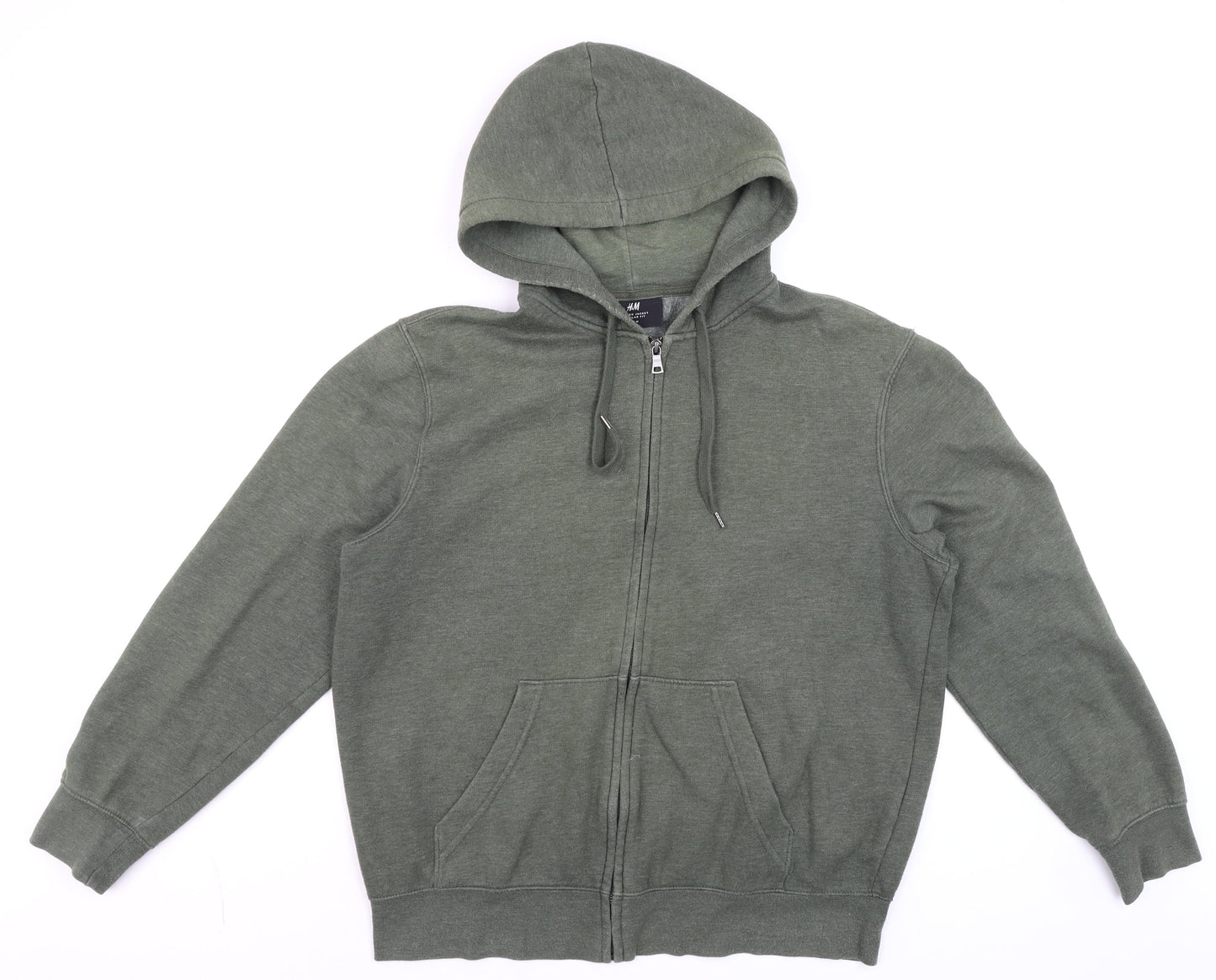 Mens UK Size M H&M Green Full Zip Hoodie