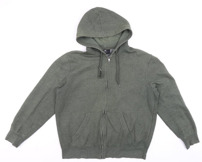 Mens UK Size M H&M Green Full Zip Hoodie