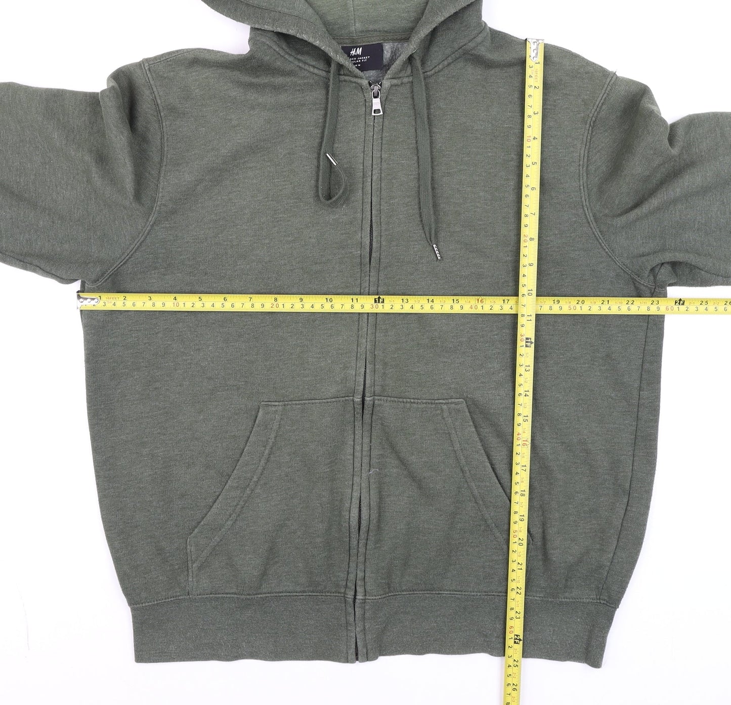 Mens UK Size M H&M Green Full Zip Hoodie