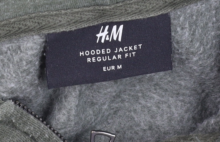 Mens UK Size M H&M Green Full Zip Hoodie