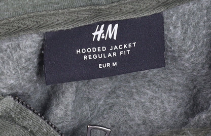 Mens UK Size M H&M Green Full Zip Hoodie