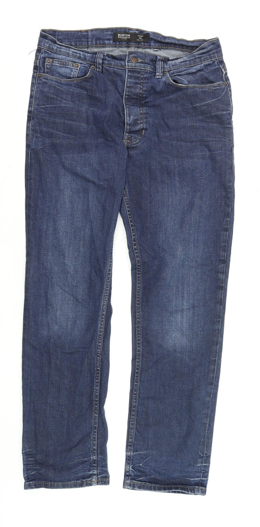 Mens UK Size M Burton Menswear Regular Fit Straight Blue Jeans