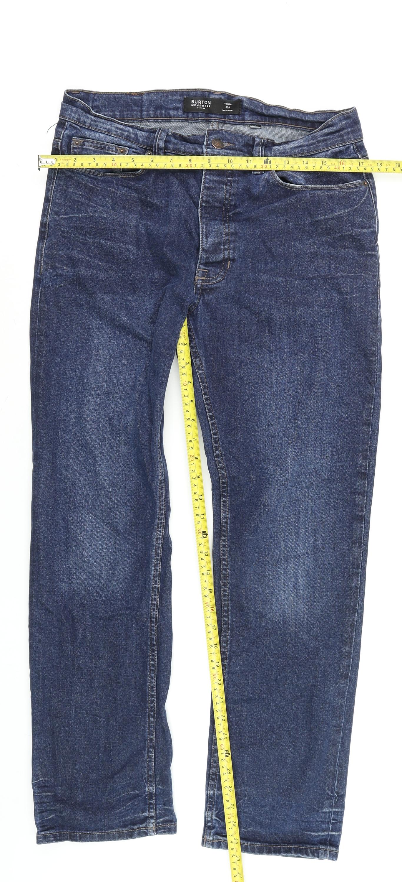 Mens UK Size M Burton Menswear Regular Fit Straight Blue Jeans