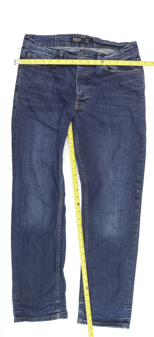 Mens UK Size M Burton Menswear Regular Fit Straight Blue Jeans
