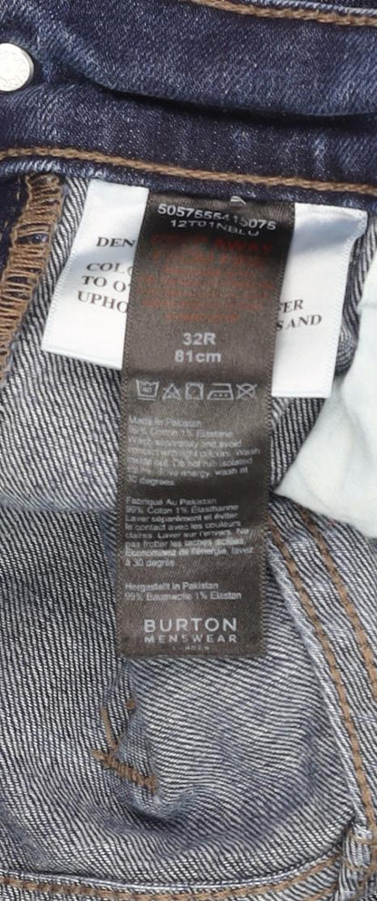 Mens UK Size M Burton Menswear Regular Fit Straight Blue Jeans