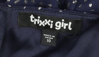 Teens UK Size 10 Trixxi Girl Blue Tunic Blouse